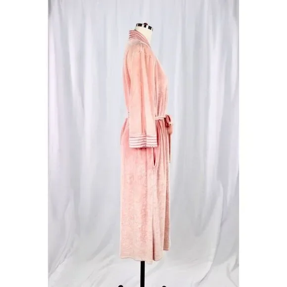 Vintage 1960's Pink Velvet Quilted Satin Robe Dressing Gown - Picture 4 of 13